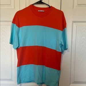 Zara Men's Colorblock Tee - Orange and Blue